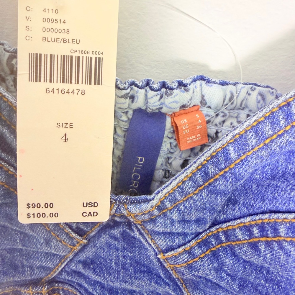 Pilcro Anthropologie Denim Corset Tank Top Vest Blue Frayed Straps Size 4 NEW - Picture 5 of 7
